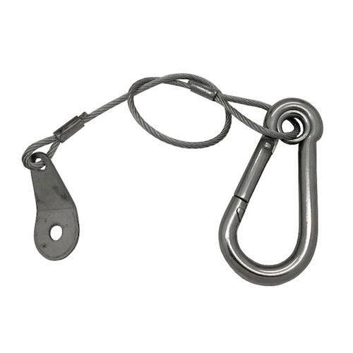 Stainless Steel Spring Snap Hook with Retaining Wire & Tab