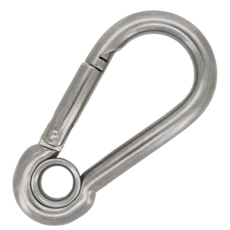 Stainless Steel Carbine Hook with Eyelet AISI 316 8mm x 80mm