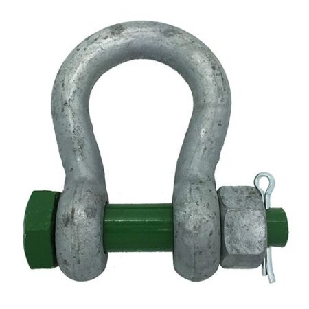 Galvanised Steel Green Screw Collar Pin Bow Shackle With Safety Nut And Bolt Pin 