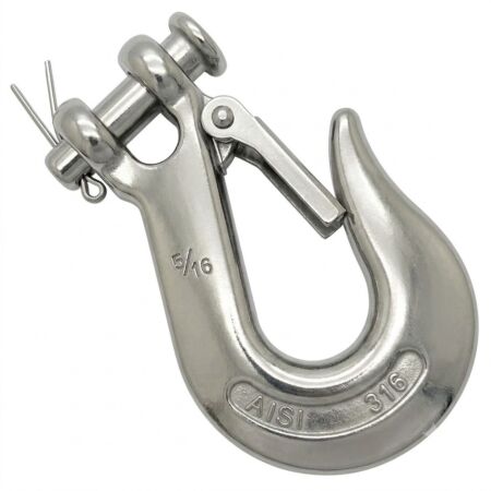 Stainless steel clevis slip hook with safety catch 1/4 5/16 3/8 1/2