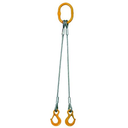 Double leg wire rope sling 1200kgs wll 8mm wire 